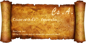 Csarankó Amanda névjegykártya